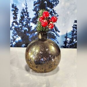 Vintage ISLE OF WIGHT STUDIO Glass Azurene Black Gold Bud Vase 5"